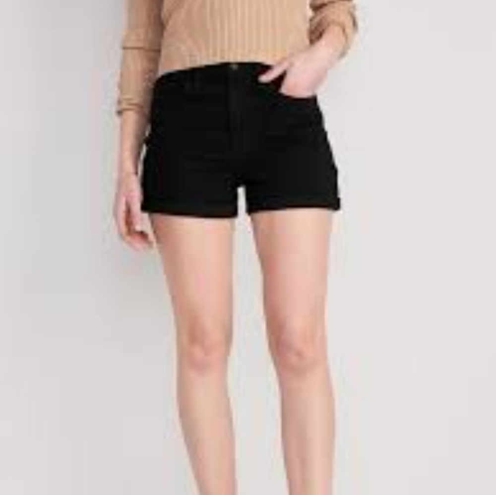 Old Navy Women’s Size 12 Solid Black High Rise Wow Denim  Jeans Shorts